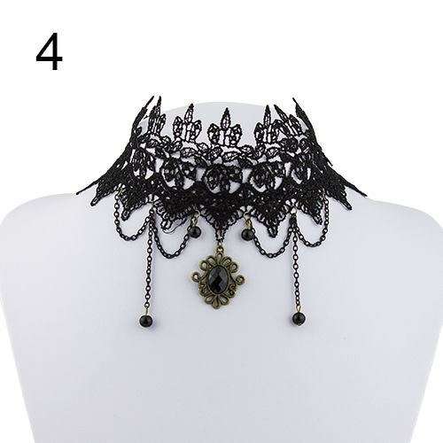 Gothic Black Lace Tattoo Choker Collar Punk Necklace Pendant Jewelry