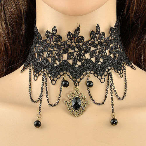 Gothic Black Lace Tattoo Choker Collar Punk Necklace Pendant Jewelry