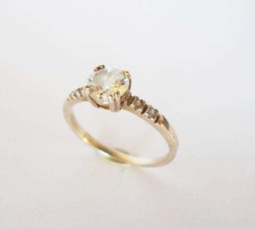 Sterling Silver - Classic Sterling Silver Ring Hallmarked with Faceted Stones