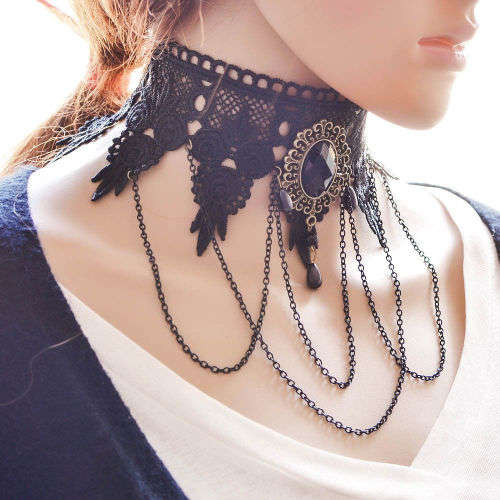Gothic Black Lace Tattoo Choker Collar Punk Necklace Pendant Jewelry