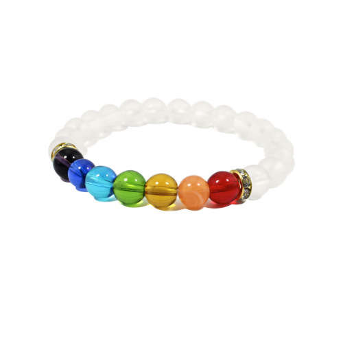 7 Chakra Natural Amethyst Stone Buddha Healing Beaded Energy Bangle Bracelet