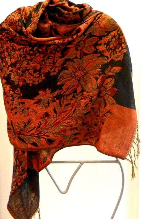 Lovely Pashmina Scarf, Burnt Orange Silk Pashmina