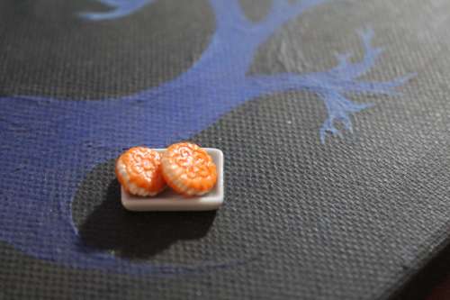 Miniature Food, Re-ment, Collectable Dollhouse Miniature Biscuits on Plate