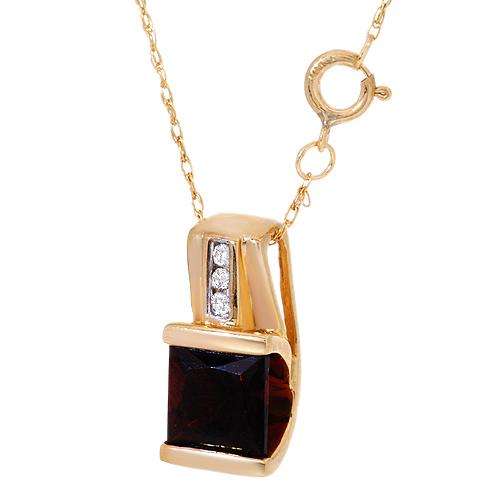 Necklace with 1.4 ctw Precious Stone, Diamond and Garnet in 10 K Yellow gold