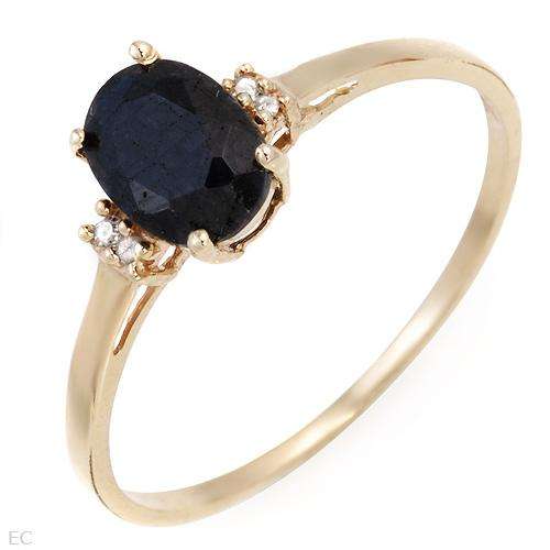 Genuine Diamonds and Sapphire Made of Yellow Gold- Size 7