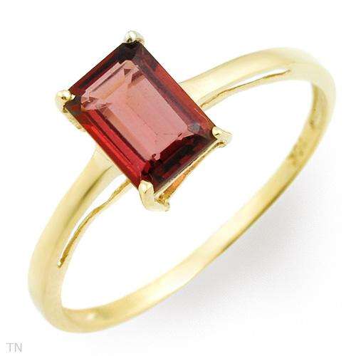 Solitaire Ring With 0.80ctw Genuine Garnet Beautifully Designed in Yellow G