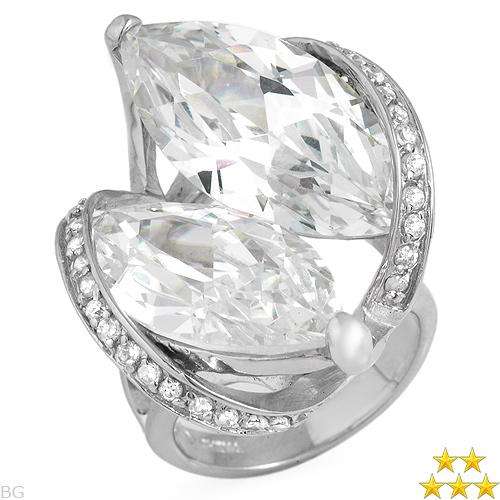 Christmas Special!! Huge Genuine Sterling Silver Cocktail Ring with 38.76 ctw Cubic Zirconia