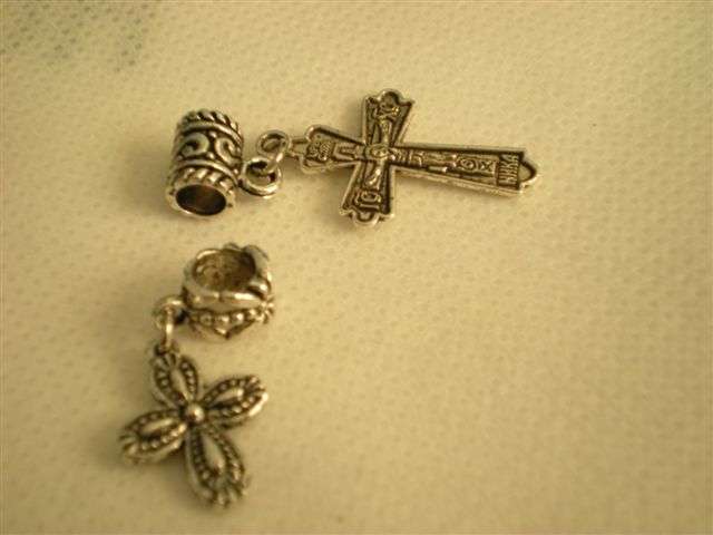 Cross Dangling Silver bead fits most European Charm Bracelets