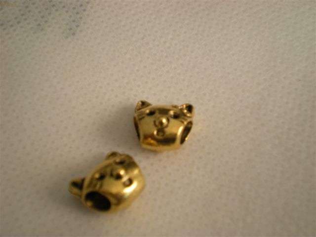 Cat EP Gold Beads fits most European Charm Bracelets