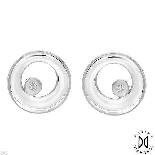 FREE SHIPPING!! DARING DIAMONDS Lovely Earrings With Genuine Diamond Well Made in 925 Sterling