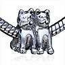 Pair of Cats, Sterling Silver Plated