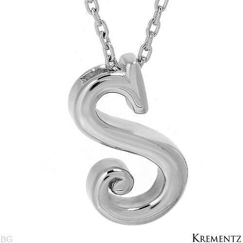 Solid Sterling Silver Necklace Letter S