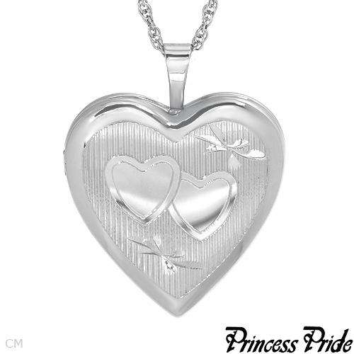 FREE SHIPPING!! Solid Sterling Silver Locket with Engraved Hearts