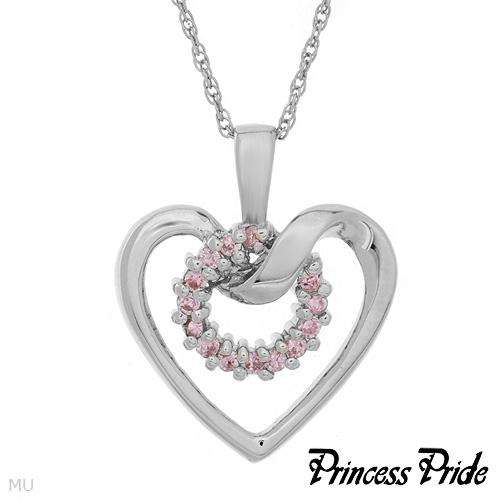 Solid Sterling Silver Heart Necklace with Cubic Zirconia