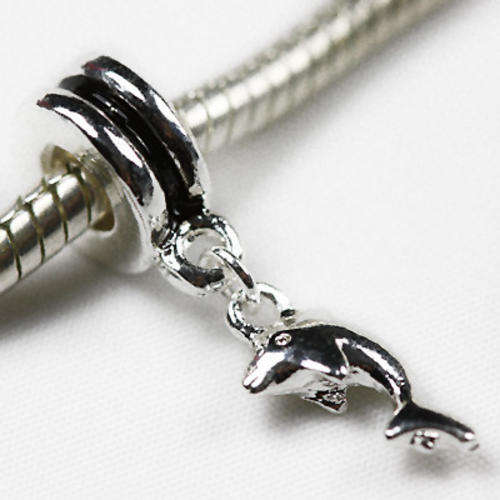 Dolphin Dangling  Bead fits most European Charm Beads System