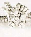 Silver Plated Bead, Pram, fits most European Charm Bracelets