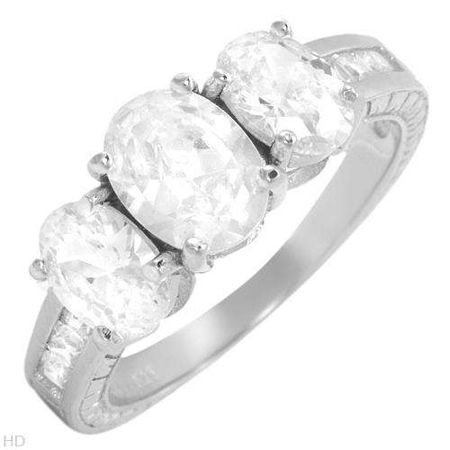 Sterling Silver Ring with 5.05 ctw Cubic Zirconia, Size 6