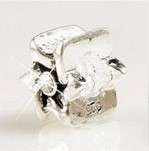 Sterling Silver Plated Bead with Cubic Zirconia, fits most European Charm Bracelets