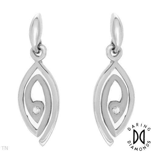 DARING DIAMONDS Lovely Earrings With Genuine Diamond Well Made in 925 Sterling