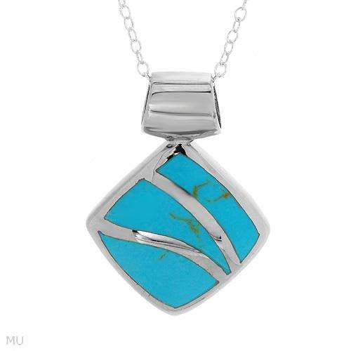 925 Sterling Silver Necklace with Genuine Turqoises