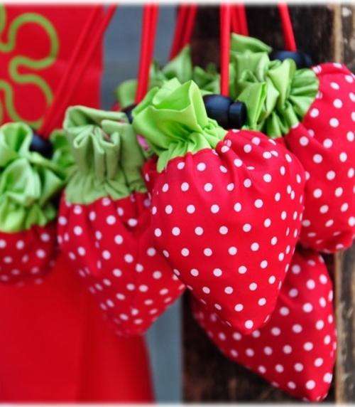 Foldable Reusable Shopping bag, Strawberry