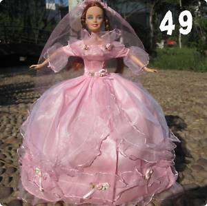 Barbie Clothes, Handmade, Wedding Dress in Pink
