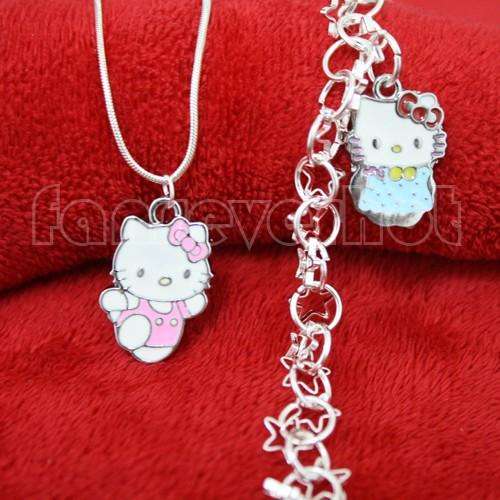 Hello Kitty Necklace and Bracelet Set