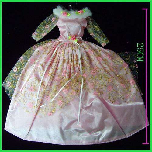 Barbie Clothes, Handmade, Pink Ball Gown with Roses