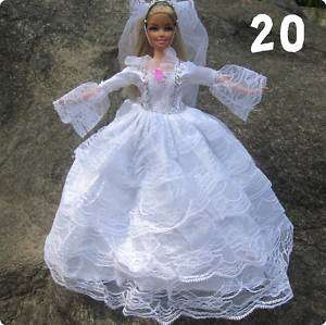 Barbie Clothes, Handmade, Wedding Dress in white