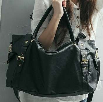 Faux Leather Handbag, Black