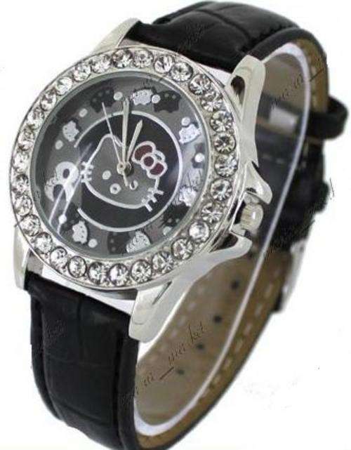 Hello Kitty Watch with Crystals in Black