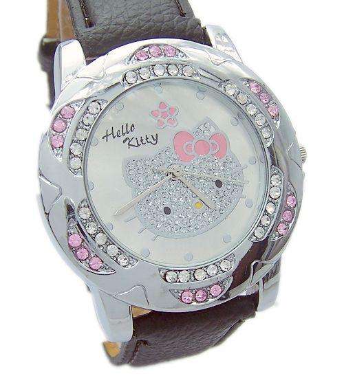 Hello Kitty Watch  black with Rhinestones