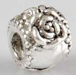 Sterling Silver PLATED Bead Rose, fits most European Charm Bracelets