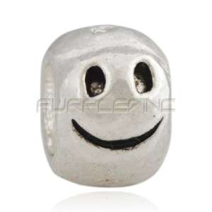 Sterling Silver PLATED Bead Smiley, fits most European Charm Bracelets