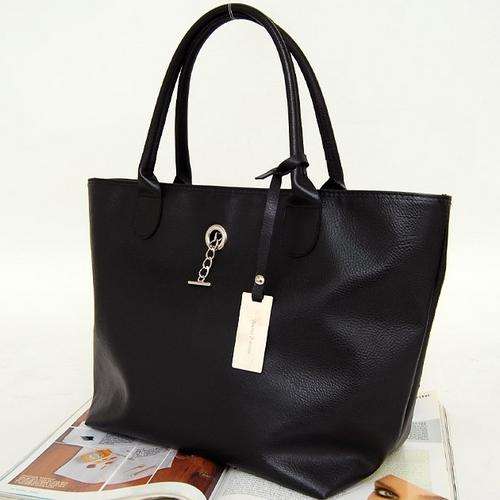 Very Trendy Black Handbag, Faux Leather