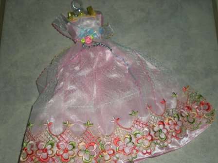 Barbie Clothes, Handmade, Pink Ball Gown with Roses