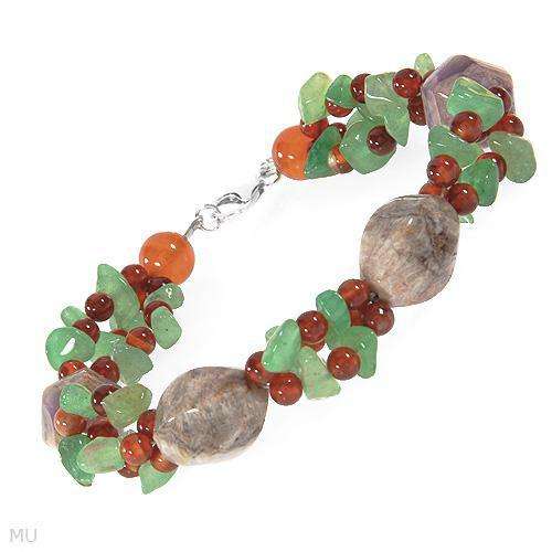 Wonderful Brand New Bracelet With Precious Stones - Genuine Amethysts, CARNELIANs and Jades Beautifu