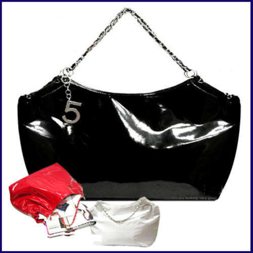 Crazy Auctions - On Special- Stunning Black Patent Faux Leather Handbag - Leatherette