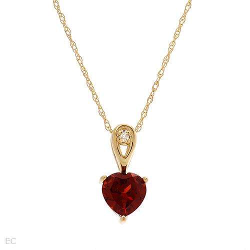 Charming Necklace in 10K Yellow Gold with Genuine Diamond and Garnet