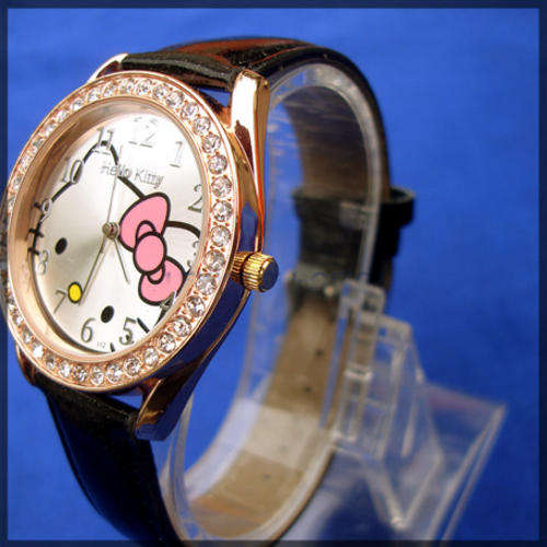 Hello Kitty Watch, BLACK!! Gold Casing