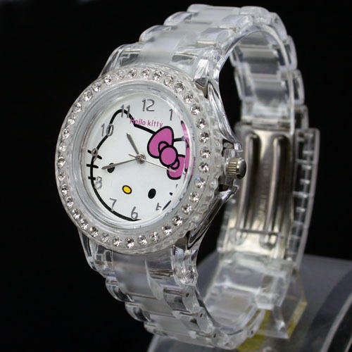Hello Kitty Watch with Crystals in White (See through)