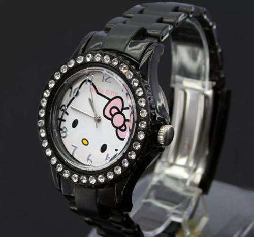 Hello Kitty Watch with Crystals in Black