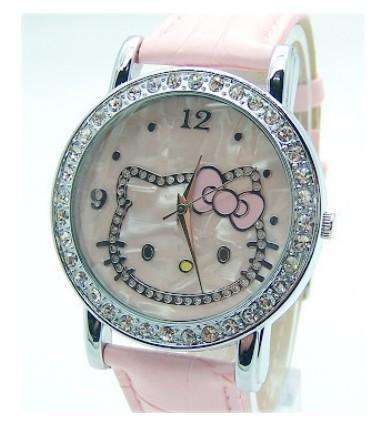Hello Kitty Watch Pink with Rhinestones all around the face