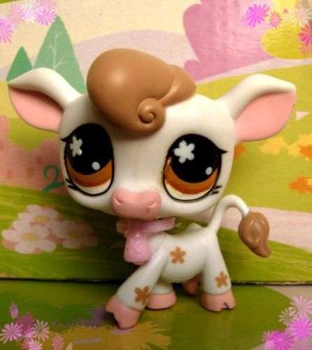 Littlest Pet Shop, Cow w Pink Collar #476