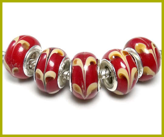 Bead, Red / Brown- Murano Style Beads