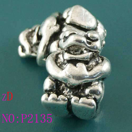 Frog  Bead Silver Plated