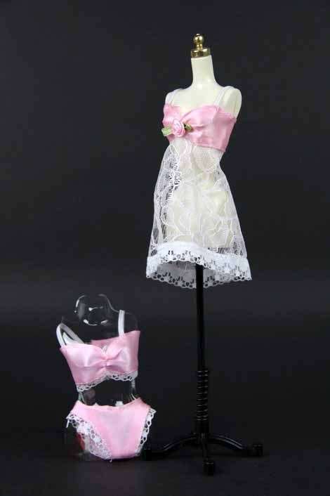 Barbie Clothes, Handmade, Lingerie Set Pink