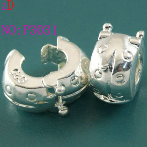 925 Sterling silver Plated Bead, Stopper Bead, Clip Lock - Ladybug