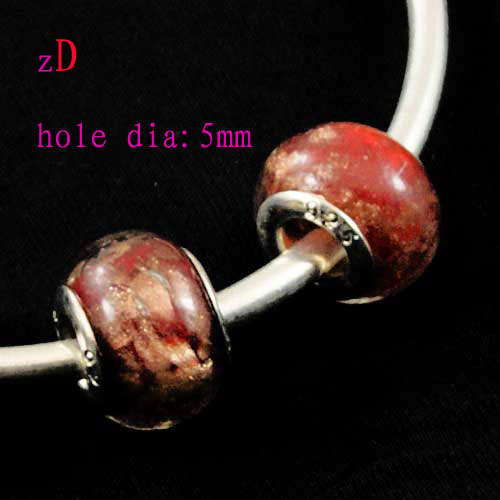 Murano Style Bead, Red with Gold Dust fits most European Style Charm Bracelets