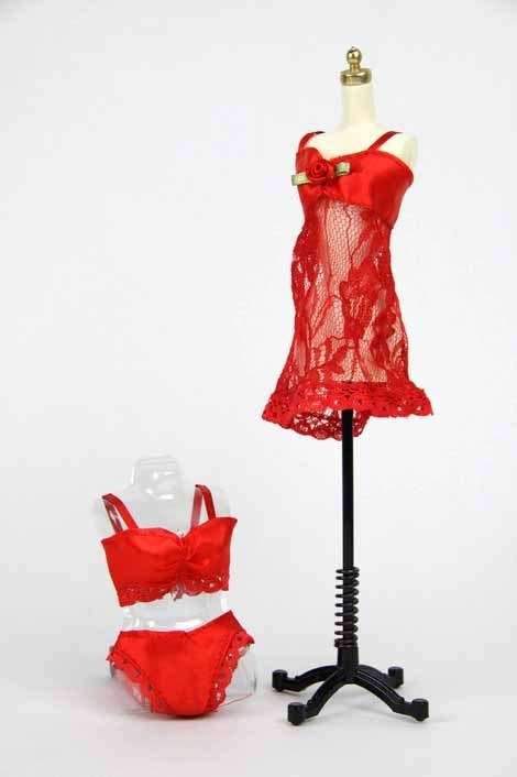 Barbie Clothes, Handmade, Lingerie Set Red